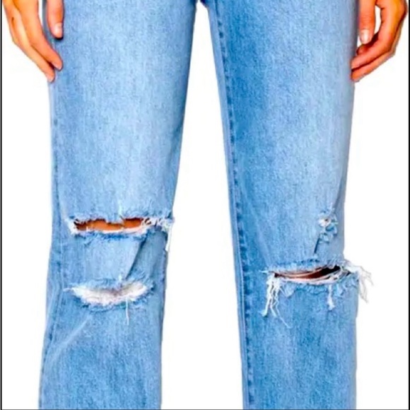 ZGY Denim Reality Blue 100% Organic Cotton High Rise Rip Straight Leg Jeans Sz29 - Picture 11 of 15